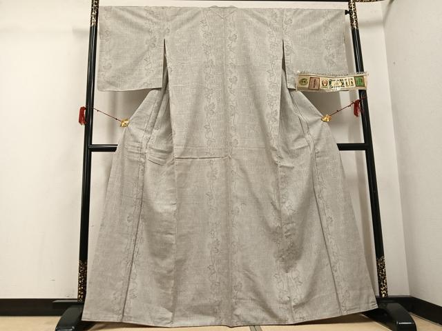 平和屋着物●本場真綿絢結城紬 80亀甲 麻の葉蔦の葉文 証紙付き 正絹 逸品 AABH3116ph