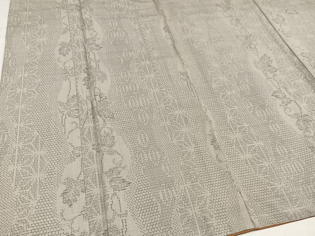 平和屋着物●本場真綿絢結城紬 80亀甲 麻の葉蔦の葉文 証紙付き 正絹 逸品 AABH3116ph