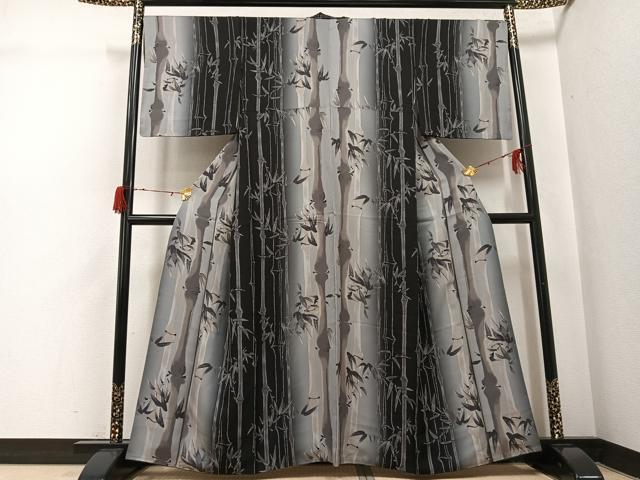 平和屋着物●上質な小紋 笹竹文 暈し染め 正絹 逸品 AABH3122ph