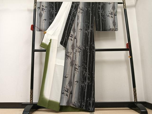 平和屋着物●上質な小紋 笹竹文 暈し染め 正絹 逸品 AABH3122ph