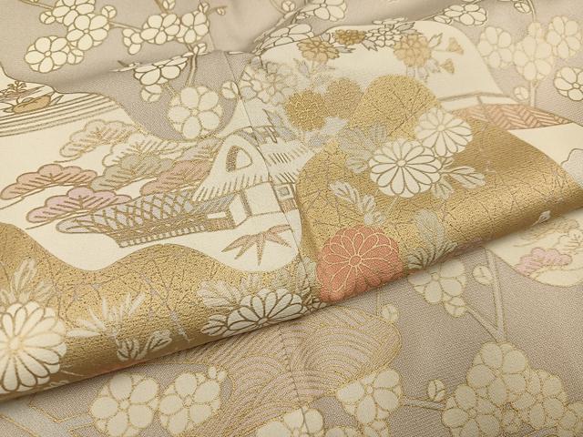 平和屋着物●豪華色留袖 友禅 駒刺繍 松竹梅風景文 金彩 やまと誂製 正絹 逸品 AABH3128ph