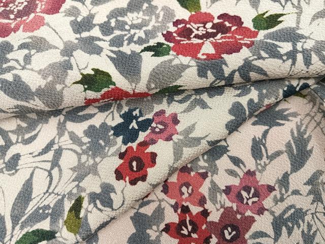 平和屋着物●上質な小紋 型染め 草花文 鬼しぼ縮緬 正絹 逸品 未使用 AABH3129ph