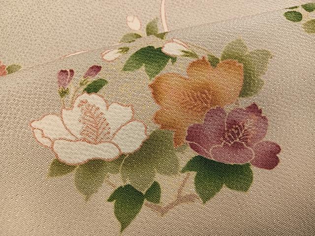 平和屋着物●訪問着 草花文 暈し染め 鬼しぼ縮緬 正絹 逸品 AABH3133ph