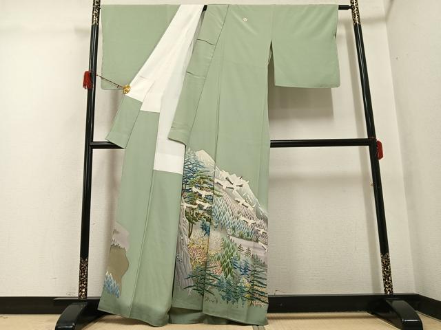 平和屋着物●本加賀友禅作家 西尾翆峰 色留袖 遠山群れ鶴樹林文 暈し染め 正絹 逸品 未使用 AABH3138ph