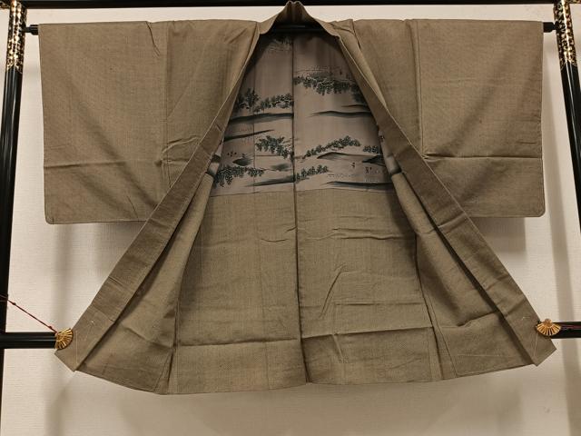 平和屋着物●男性 お召 アンサンブル 正絹 逸品 AABH3144ph