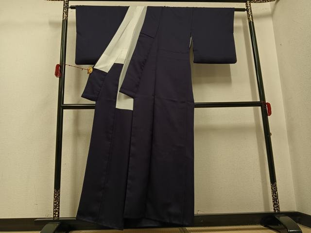 平和屋着物●豪華色留袖 流水花文 色無地 紫黒色 正絹 逸品 AABH3151ph