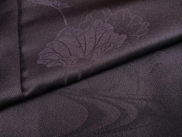 平和屋着物●豪華色留袖 流水花文 色無地 紫黒色 正絹 逸品 AABH3151ph