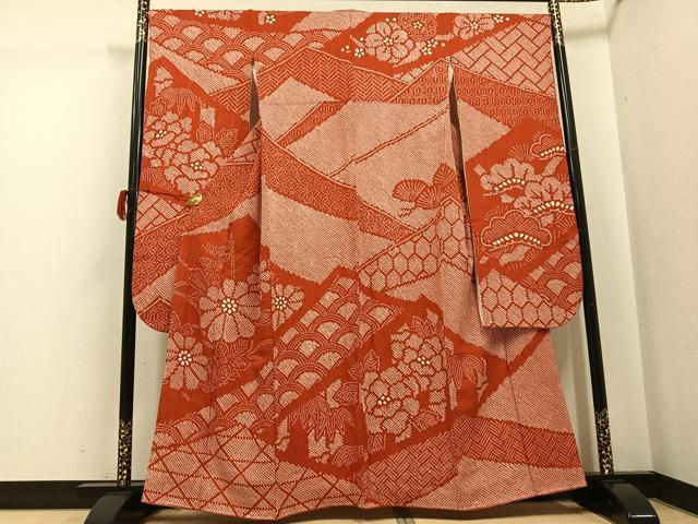 平和屋着物●豪華振袖 絞り 草花吉祥文 正絹 逸品 AABH3152ph