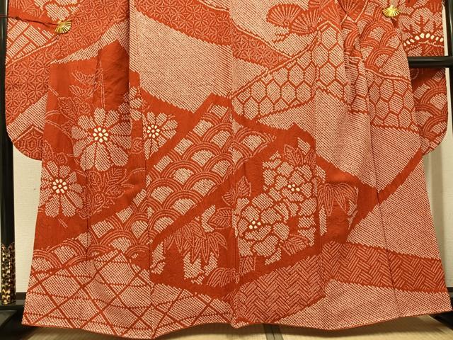 平和屋着物●豪華振袖 絞り 草花吉祥文 正絹 逸品 AABH3152ph