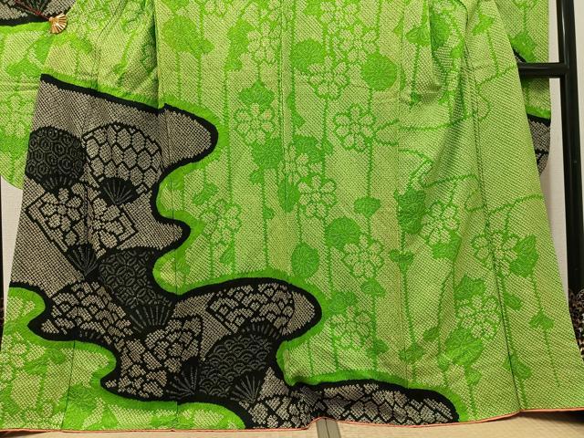 平和屋着物●豪華振袖 絞り 扇面吉祥花文 正絹 逸品 AABH3154ph