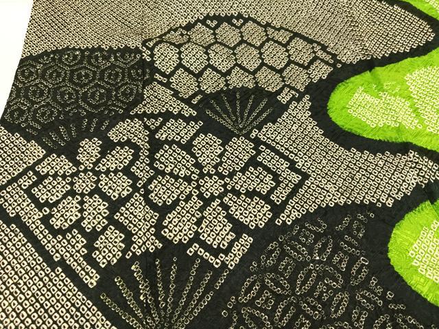 平和屋着物●豪華振袖 絞り 扇面吉祥花文 正絹 逸品 AABH3154ph