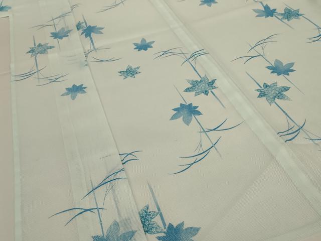 平和屋着物*夏物 小紋 絽 舞葉文 洗える着物 AABH3164jd
