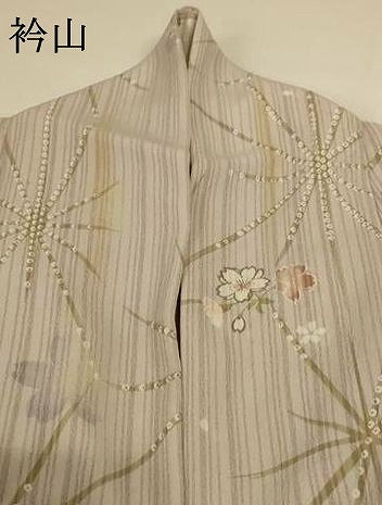 平和屋着物*夏物 小紋 紗 麻の葉花文 洗える着物 AABH3179jd