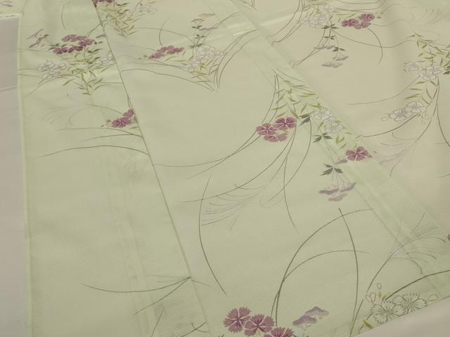 平和屋着物*夏物 小紋 絽 草花文 洗える着物 未使用 AABH3181jd