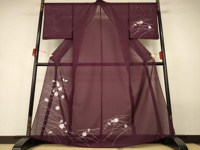 平和屋着物*夏物 訪問着 絽 舞葉文 洗える着物 AABH3187jd