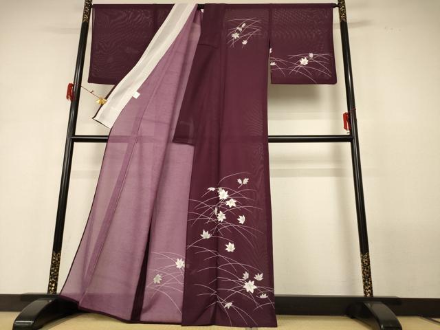 平和屋着物*夏物 訪問着 絽 舞葉文 洗える着物 AABH3187jd