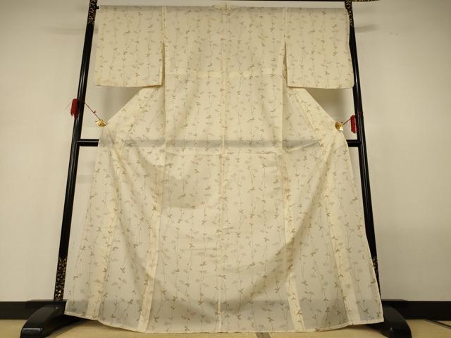 平和屋着物*夏物 小紋 絽 草花文 洗える着物 AABH3191jd