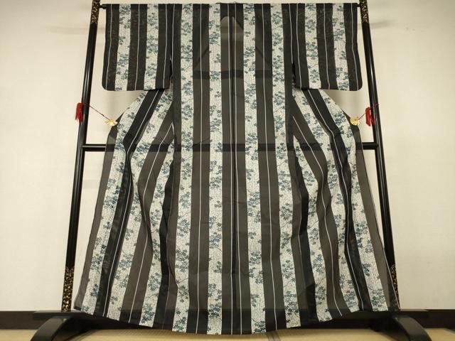 平和屋着物*夏物 小紋 絽 枝葉間道 洗える着物 AABH3202jd