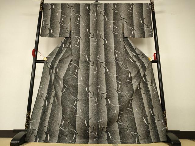 平和屋着物*夏物 小紋 絽 枝葉文 暈し染め ロング丈 洗える着物 AABH3206jd