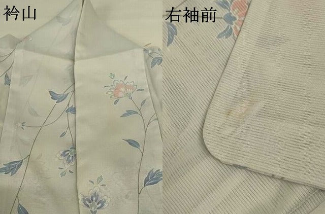 平和屋着物*夏物 小紋 絽 花蝶文 洗える着物 AABH3208jd