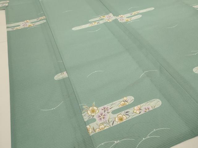 平和屋着物*夏物 小紋 絽 霞花文 洗える着物 AABH3209jd