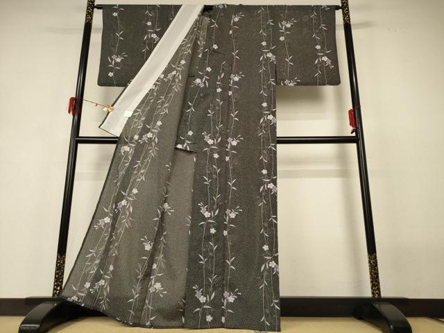 平和屋着物*夏物 小紋 絽 草花文 洗える着物 AABH3216jd