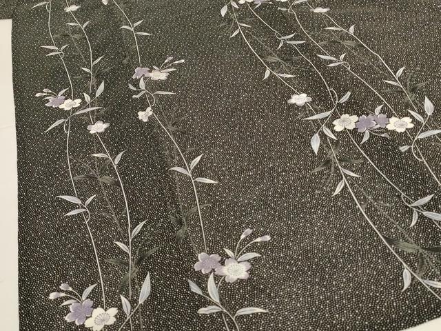 平和屋着物*夏物 小紋 絽 草花文 洗える着物 AABH3216jd