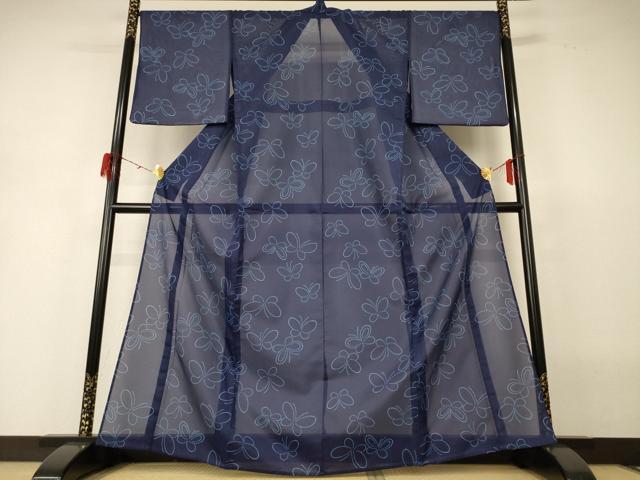 平和屋着物*夏物 小紋 絽 舞蝶文 洗える着物 AABH3232jd
