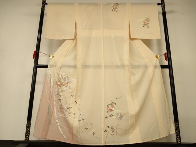 平和屋着物*夏物 訪問着 絽 花丸文 暈し染め 金彩 正絹 逸品 AABH3247jd