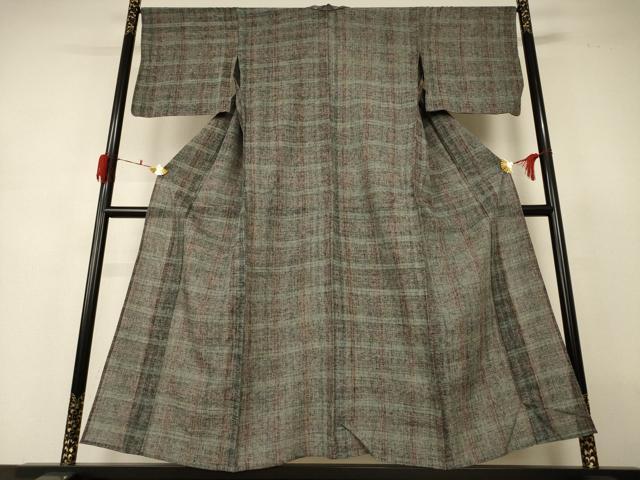 平和屋着物*夏物 紗紬 格子 正絹 逸品 AABH3252jd