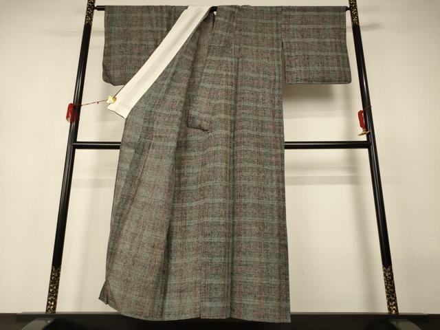 平和屋着物*夏物 紗紬 格子 正絹 逸品 AABH3252jd