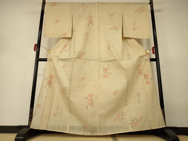 平和屋着物*夏物 生紬 枝花文 正絹 逸品 AABH3259jd