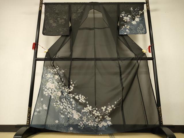 平和屋着物*夏物 訪問着 絽 草花文 洗える着物 AABH3262jd
