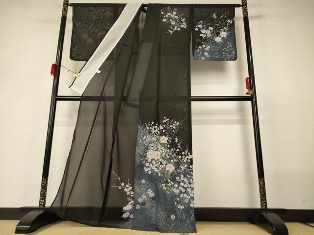 平和屋着物*夏物 訪問着 絽 草花文 洗える着物 AABH3262jd