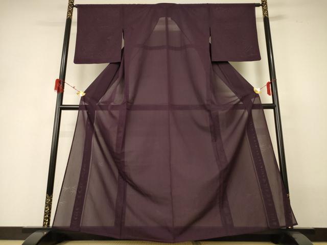 平和屋着物*夏物 色無地 笹文紗 黒鳶色 正絹 逸品 AABH3269jd