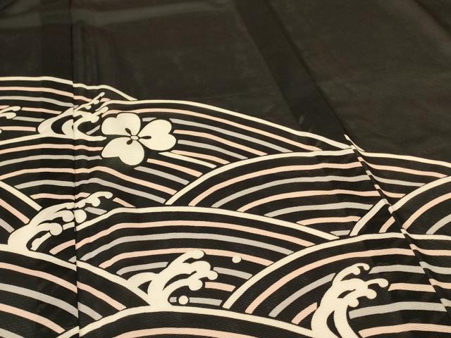 平和屋着物*夏物 黒留袖 絽 若林 立波花文 洗える着物 AABH3272jd