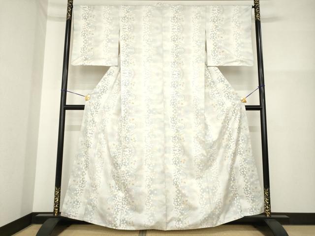 平和屋着物●本場大島紬 白大島 カタス9マルキ 流水花間道 正絹 逸品 AABH3283ck