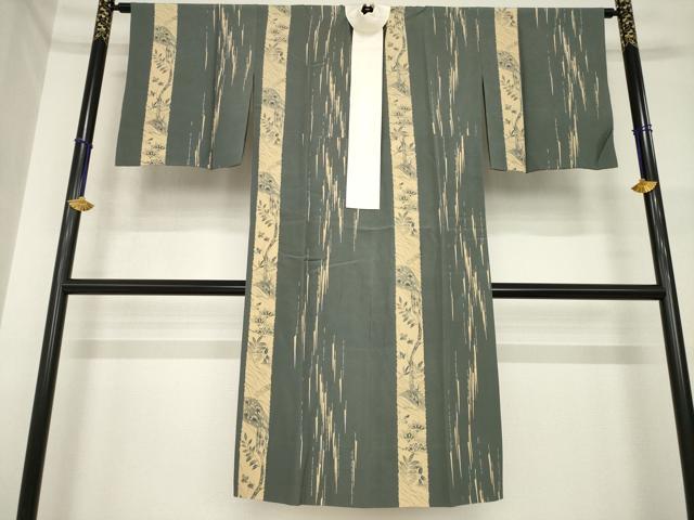 平和屋着物●長襦袢 無双仕立て 型染め 草花間道 正絹 逸品 AABH3286ck