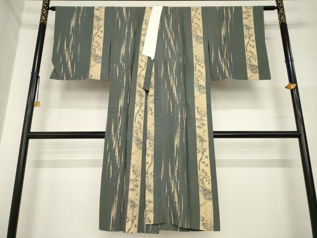平和屋着物●長襦袢 無双仕立て 型染め 草花間道 正絹 逸品 AABH3286ck