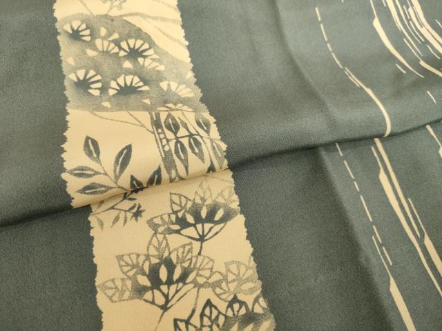 平和屋着物●長襦袢 無双仕立て 型染め 草花間道 正絹 逸品 AABH3286ck
