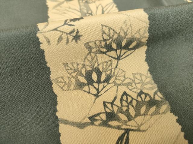 平和屋着物●長襦袢 無双仕立て 型染め 草花間道 正絹 逸品 AABH3286ck