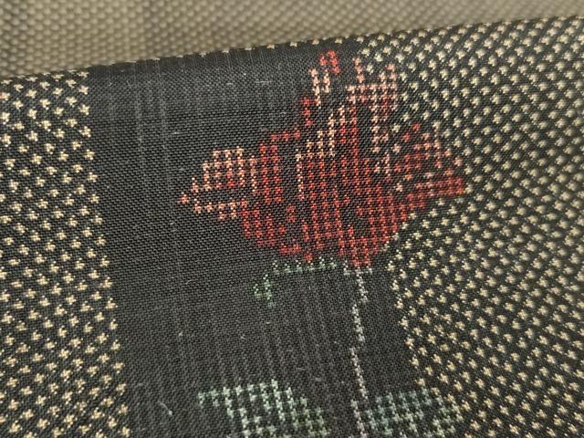平和屋着物●本場大島紬 薔薇 一元絣 証紙付き 正絹 逸品 AABH3291ck