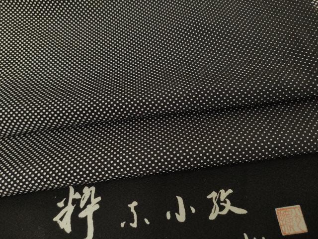 平和屋着物●伝統工芸師 服部光擴 小紋 粋京小紋 間道 黒地 正絹 逸品 AABH3292ck