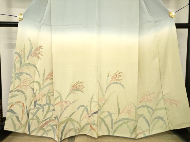 平和屋着物●訪問着 友禅 刺繍 舞蝶文 暈し染め 正絹 逸品 AABH3305ck