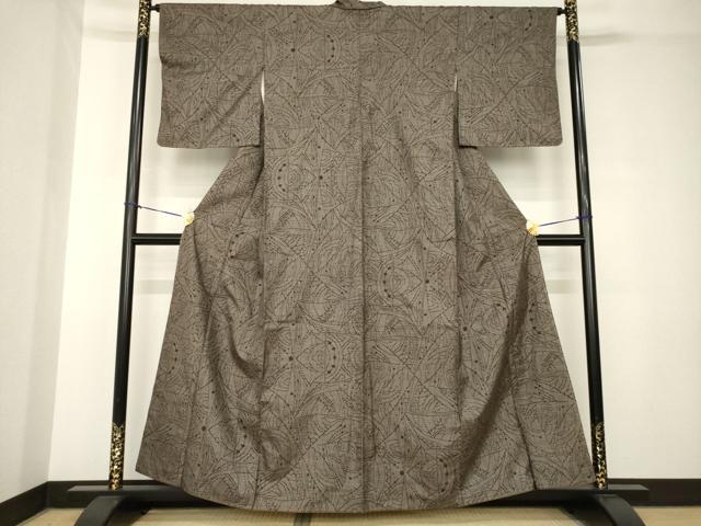 平和屋着物●本場大島紬 一元7マルキ 幾何学文様 正絹 逸品 AABH3308ck