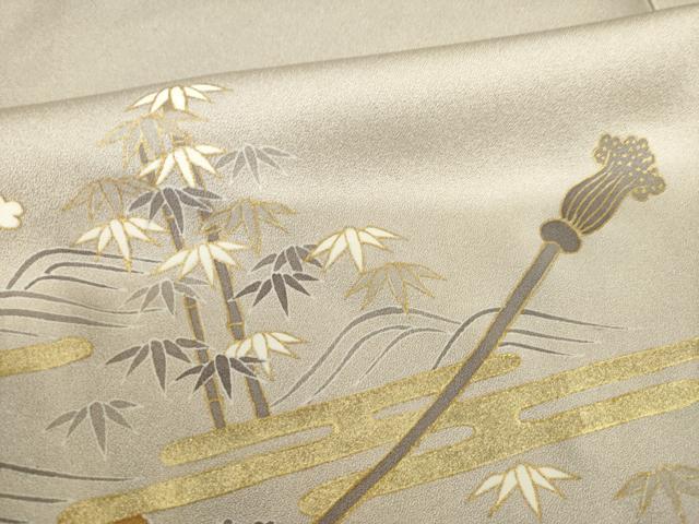 平和屋着物●豪華色留袖 友禅 駒刺繍 松竹梅 正絹 逸品 AABH3309ck