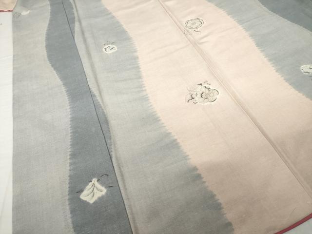 平和屋着物●上質な小紋 紬地 辻が花 絞り よろけ間道 正絹 逸品 AABH3316ck
