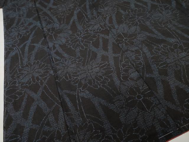平和屋着物●本場結城紬 重要無形文化財 80亀甲 草花文 正絹 逸品 AABH3327ck