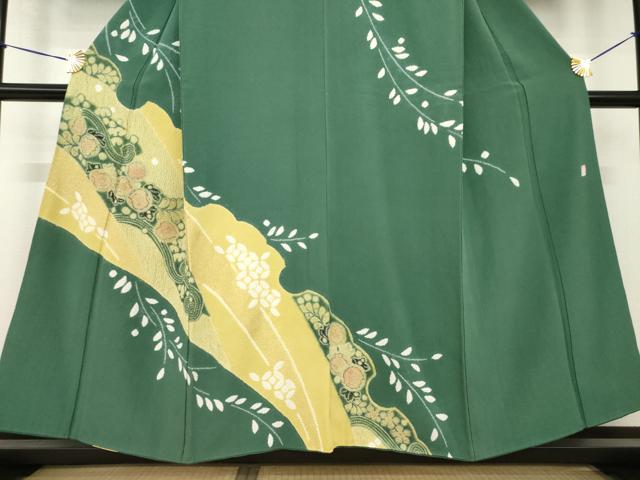 平和屋着物●十日町 名門 滝泰謹製 訪問着 辻が花 絞り 雪輪花文 金彩 正絹 逸品 AABH3354ck