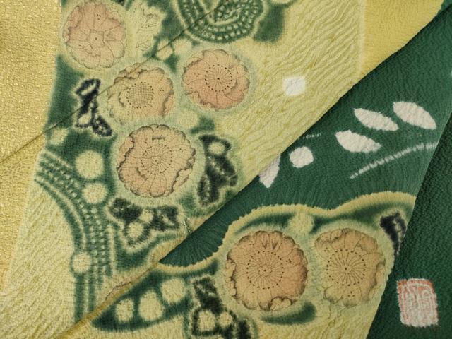 平和屋着物●十日町 名門 滝泰謹製 訪問着 辻が花 絞り 雪輪花文 金彩 正絹 逸品 AABH3354ck
